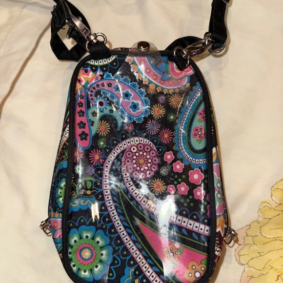 Charm 14 Colorful Paisley Crossbody Bag with clear pocket for phone - Picture 2 of 10